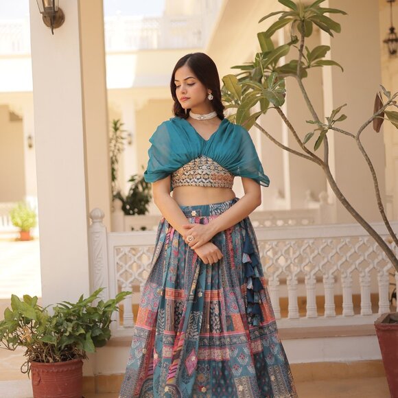 RUSSIAN SILK LEHENGA CHOLI - Picture 12 of 16